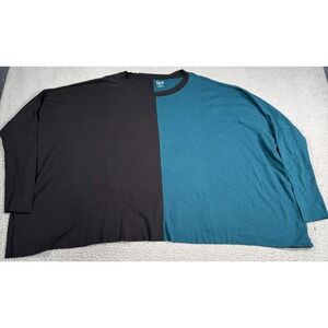 Planet‎ by Lauren G Shirt Women One Size Black Cotton Colorblock Asymmetrical